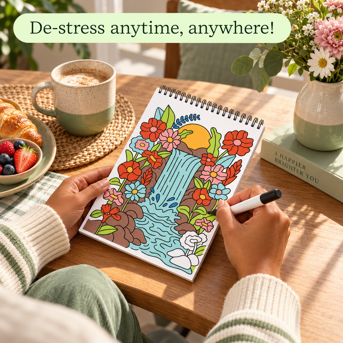 🥳2026 HOT SALE🥳💞50K+ SOLD! 🥚✨ 50% OFF 🌿Trace-By-Groove Guided Flow Art Coloring Pad with Double-Sided Markers 🎨