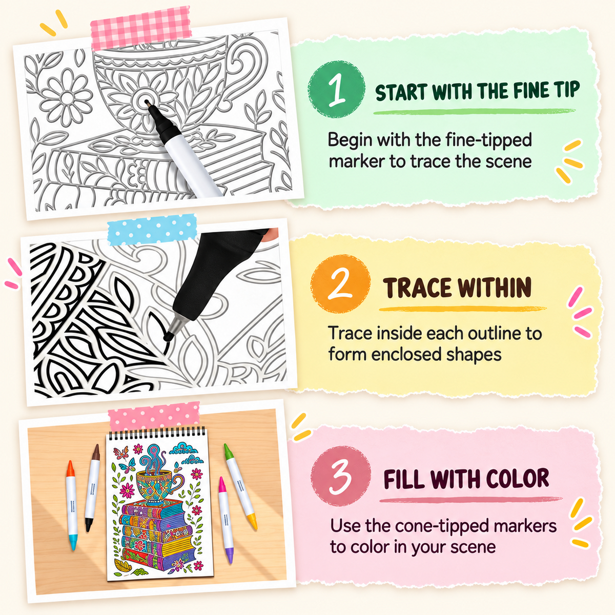 🥳2026 HOT SALE🥳💞50K+ SOLD! 🥚✨ 50% OFF 🌿Trace-By-Groove Guided Flow Art Coloring Pad with Double-Sided Markers 🎨