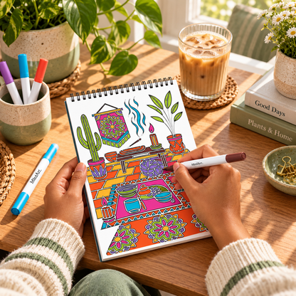 🥳2026 HOT SALE🥳💞50K+ SOLD! 🥚✨ 50% OFF 🌿Trace-By-Groove Guided Flow Art Coloring Pad with Double-Sided Markers 🎨