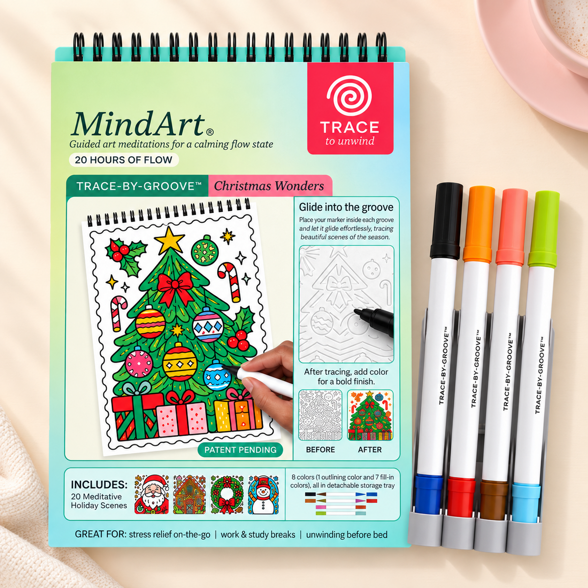 🥳2026 HOT SALE🥳💞50K+ SOLD! 🥚✨ 50% OFF 🌿Trace-By-Groove Guided Flow Art Coloring Pad with Double-Sided Markers 🎨