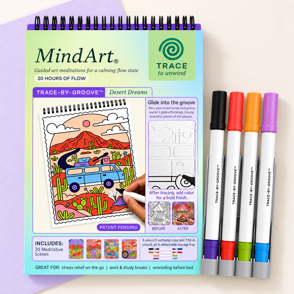 🥳2026 HOT SALE🥳💞50K+ SOLD! 🥚✨ 50% OFF 🌿Trace-By-Groove Guided Flow Art Coloring Pad with Double-Sided Markers 🎨