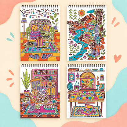 🥳2026 HOT SALE🥳💞50K+ SOLD! 🥚✨ 50% OFF 🌿Trace-By-Groove Guided Flow Art Coloring Pad with Double-Sided Markers 🎨