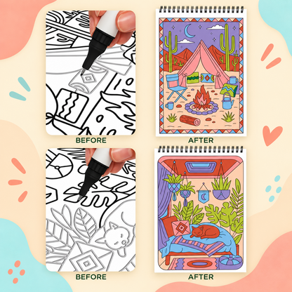 🥳2026 HOT SALE🥳💞50K+ SOLD! 🥚✨ 50% OFF 🌿Trace-By-Groove Guided Flow Art Coloring Pad with Double-Sided Markers 🎨
