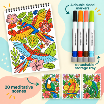 🥳2026 HOT SALE🥳💞50K+ SOLD! 🥚✨ 50% OFF 🌿Trace-By-Groove Guided Flow Art Coloring Pad with Double-Sided Markers 🎨