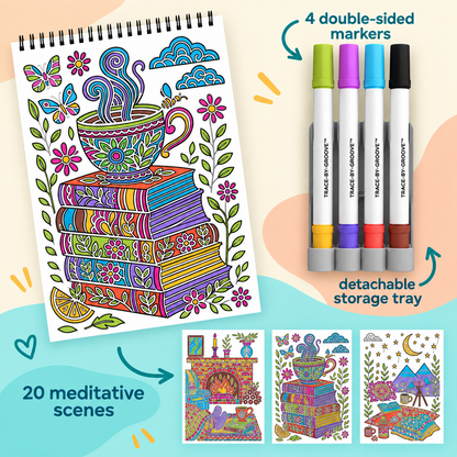 🥳2026 HOT SALE🥳💞50K+ SOLD! 🥚✨ 50% OFF 🌿Trace-By-Groove Guided Flow Art Coloring Pad with Double-Sided Markers 🎨