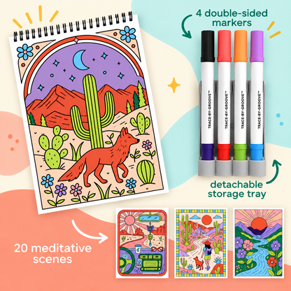 🥳2026 HOT SALE🥳💞50K+ SOLD! 🥚✨ 50% OFF 🌿Trace-By-Groove Guided Flow Art Coloring Pad with Double-Sided Markers 🎨