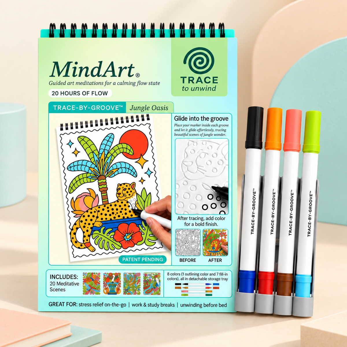 🥳2026 HOT SALE🥳💞50K+ SOLD! 🥚✨ 50% OFF 🌿Trace-By-Groove Guided Flow Art Coloring Pad with Double-Sided Markers 🎨