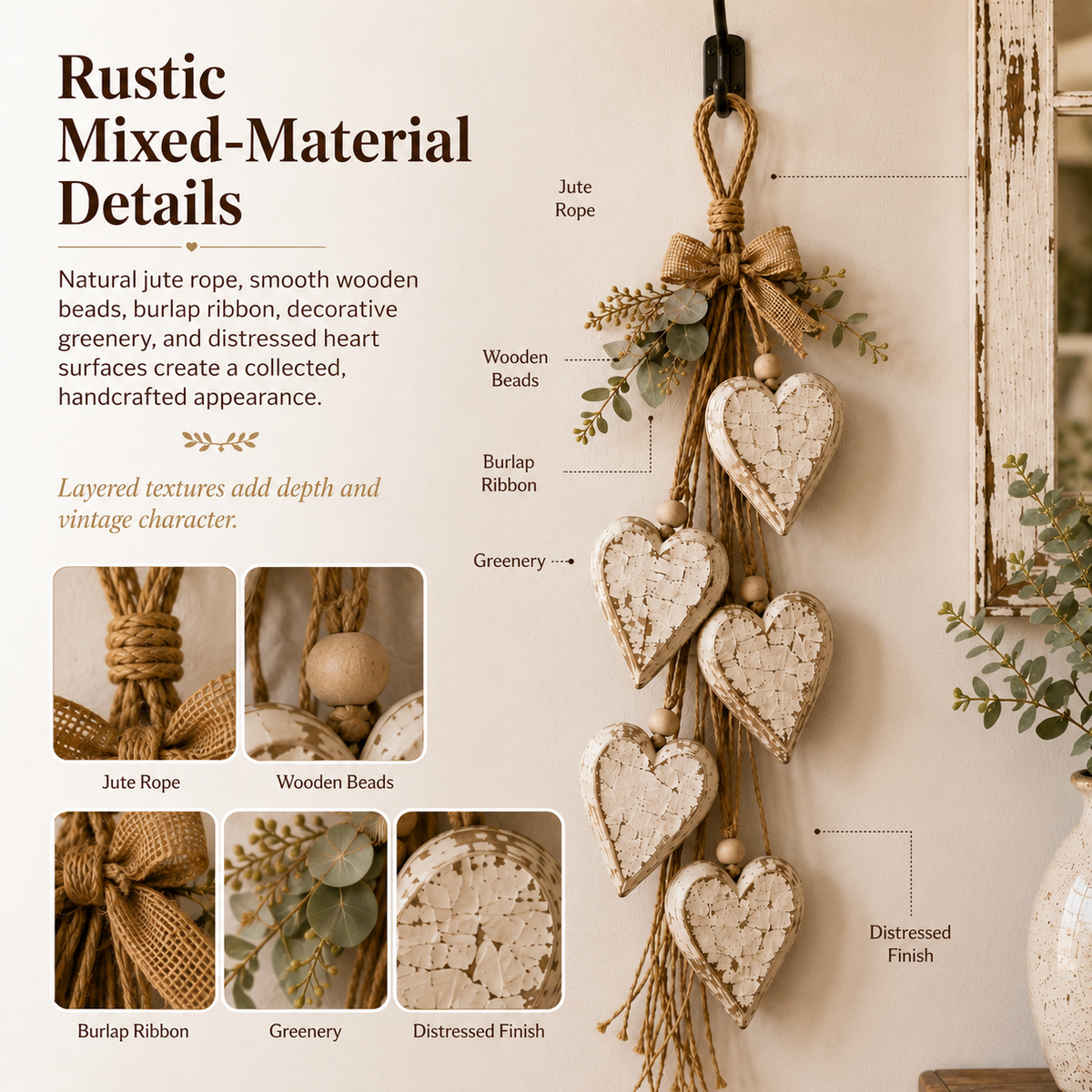 🔥49% Off Last Day 🤎 Hanging Heart Wall Decor