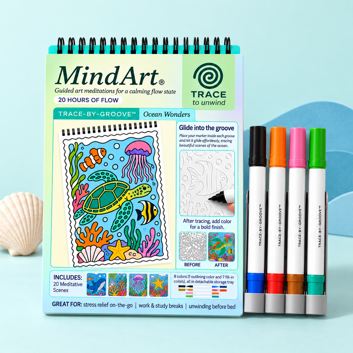 🥳2026 HOT SALE🥳💞50K+ SOLD! 🥚✨ 50% OFF 🌿Trace-By-Groove Guided Flow Art Coloring Pad with Double-Sided Markers 🎨