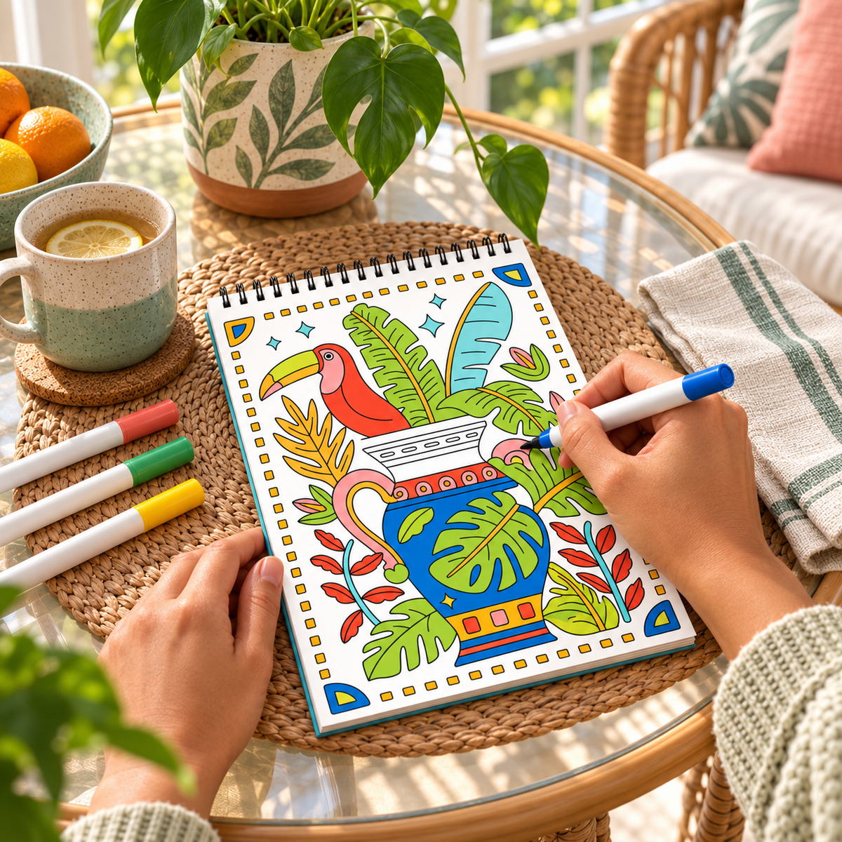 🥳2026 HOT SALE🥳💞50K+ SOLD! 🥚✨ 50% OFF 🌿Trace-By-Groove Guided Flow Art Coloring Pad with Double-Sided Markers 🎨