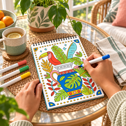 🥳2026 HOT SALE🥳💞50K+ SOLD! 🥚✨ 50% OFF 🌿Trace-By-Groove Guided Flow Art Coloring Pad with Double-Sided Markers 🎨