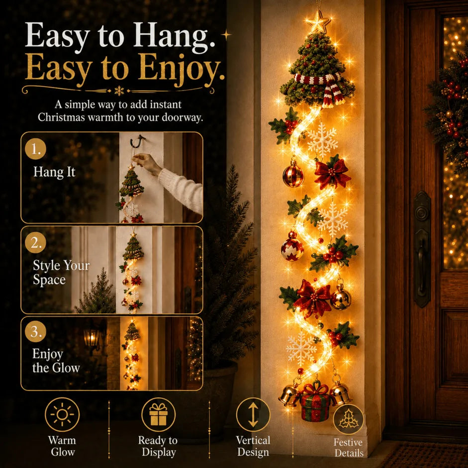 ⏳ Last Day 49% OFF – 🎄Glowing Christmas Door Hanger | 6 Festive Light Designs✨