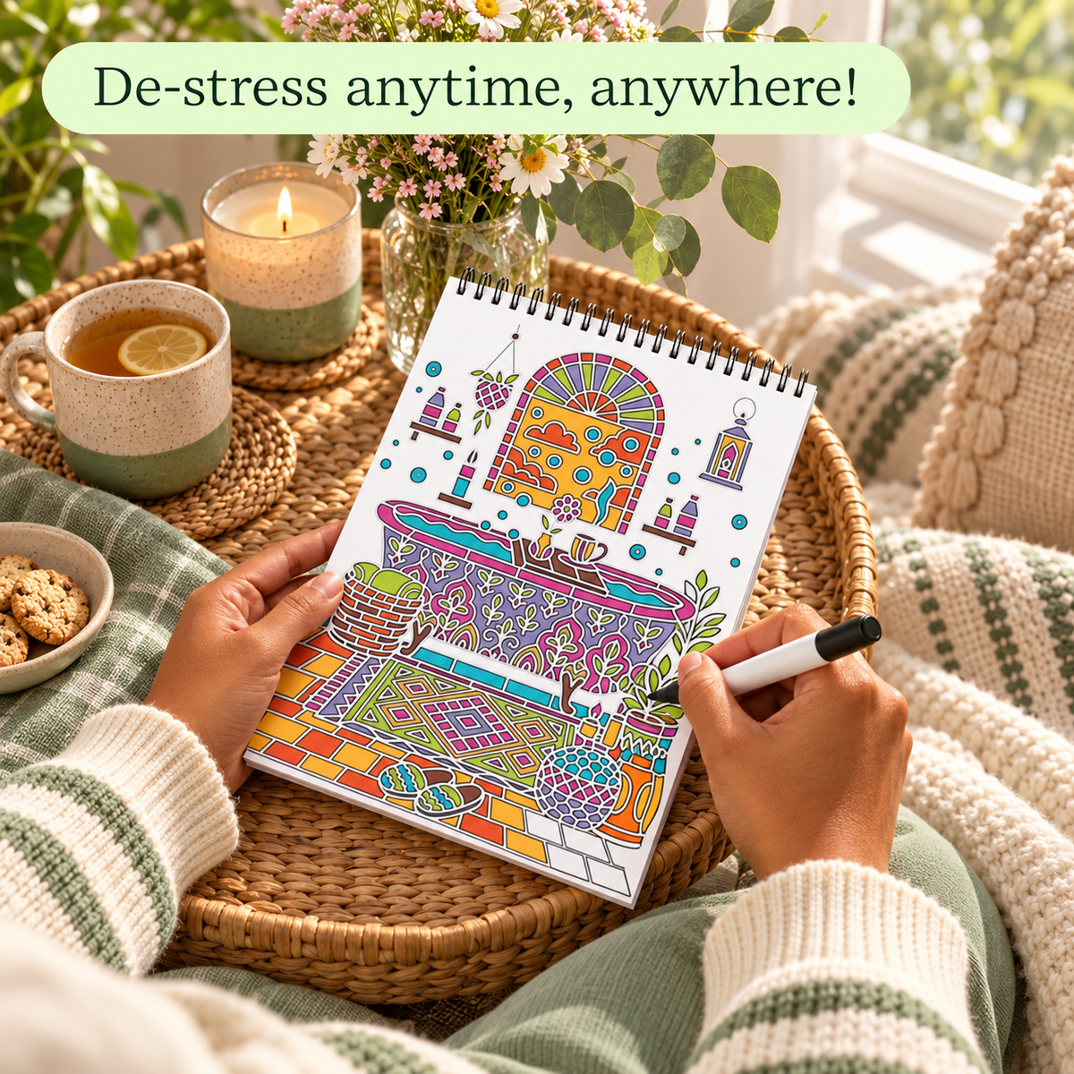 🥳2026 HOT SALE🥳💞50K+ SOLD! 🥚✨ 50% OFF 🌿Trace-By-Groove Guided Flow Art Coloring Pad with Double-Sided Markers 🎨