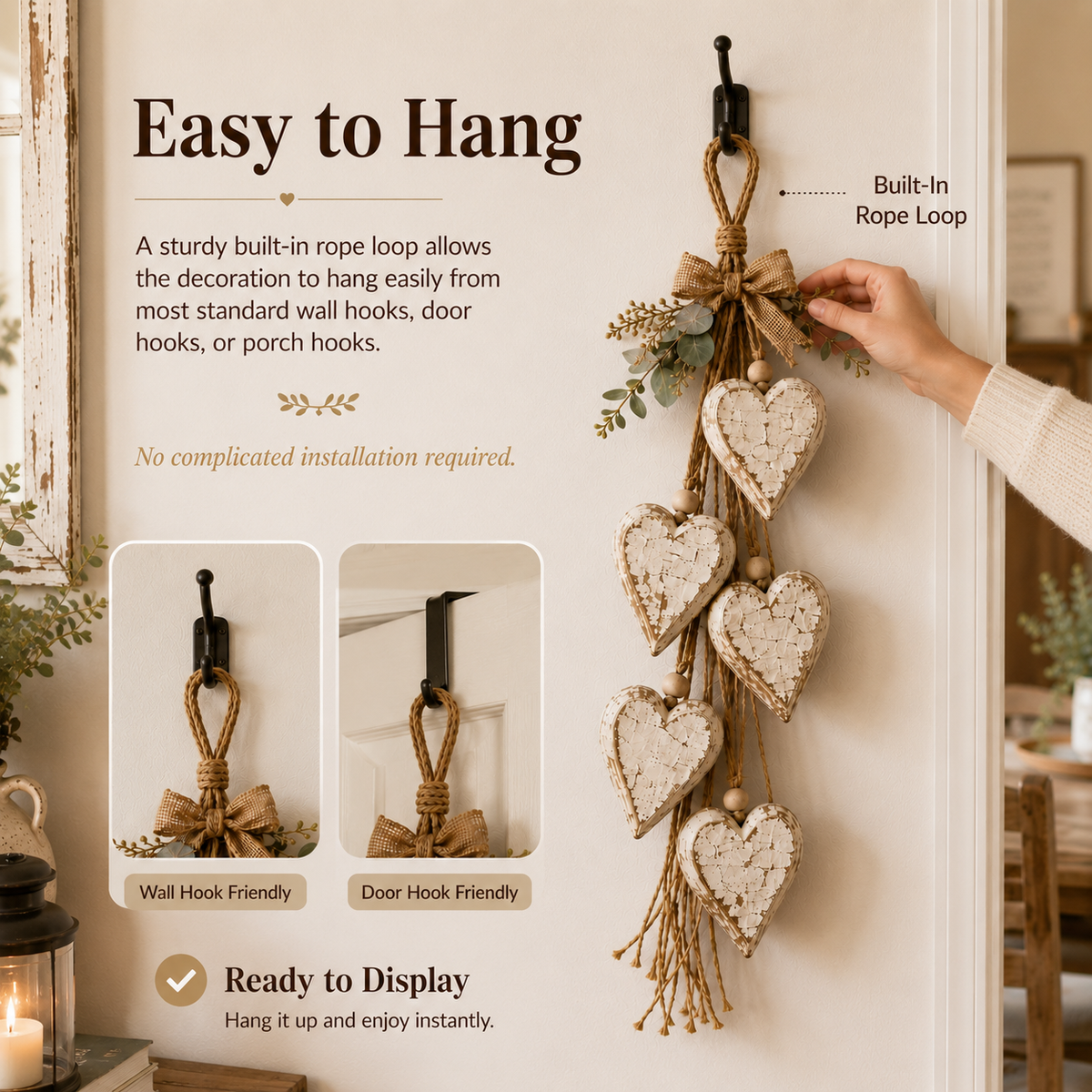 🔥49% Off Last Day 🤎 Hanging Heart Wall Decor
