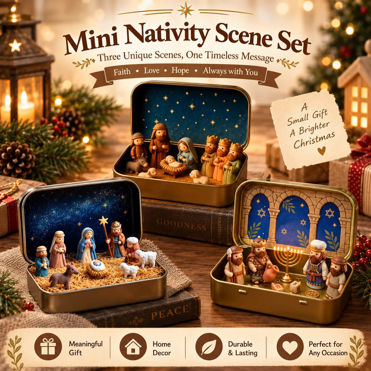 🔥Last Day 49% OFF - ✝️Religious Pocket-Size Mini Nativity Scene Set with Storage Box